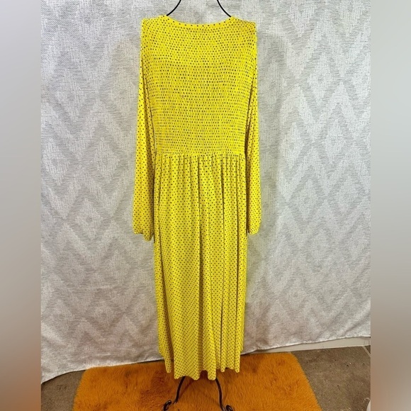 Zara Maxi long sleeve yellow polka dot dress size L - Picture 6 of 10